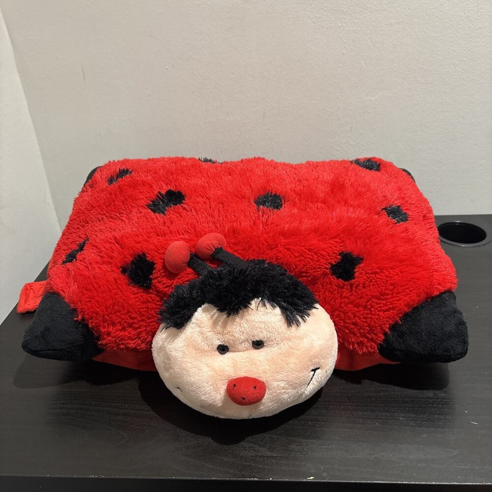 2010 Pillow Pet Ladybug Red Black Soft Stuffed Plush Sanitized Rare Retired 18”